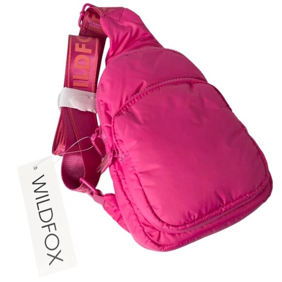 Wildfox Parachute Crossbody Zip Sling Belt Purse Pink Puffy Bag - Picture 7 of 9